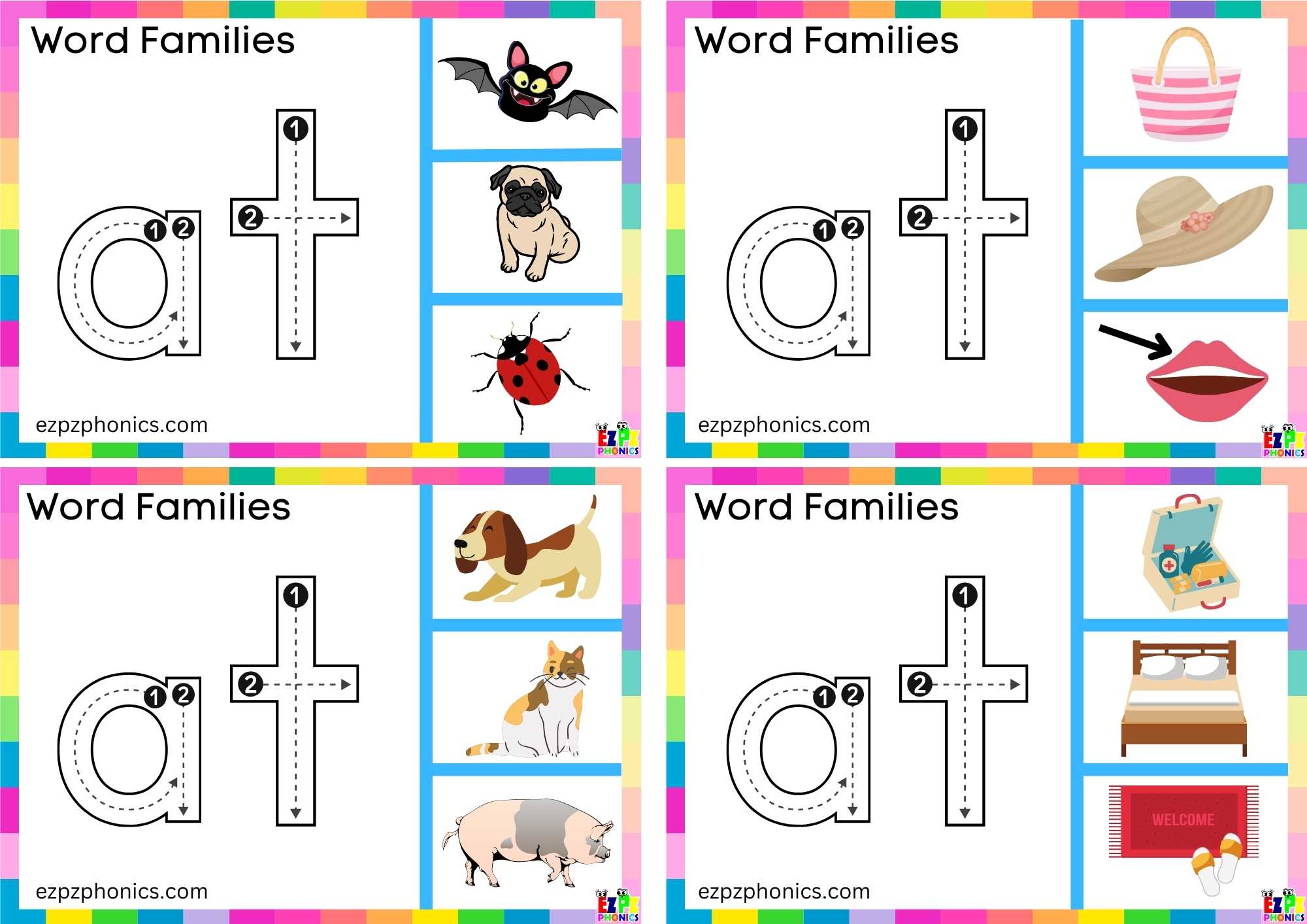 at Word Family Trace the letters and clip the image clip cards group 1